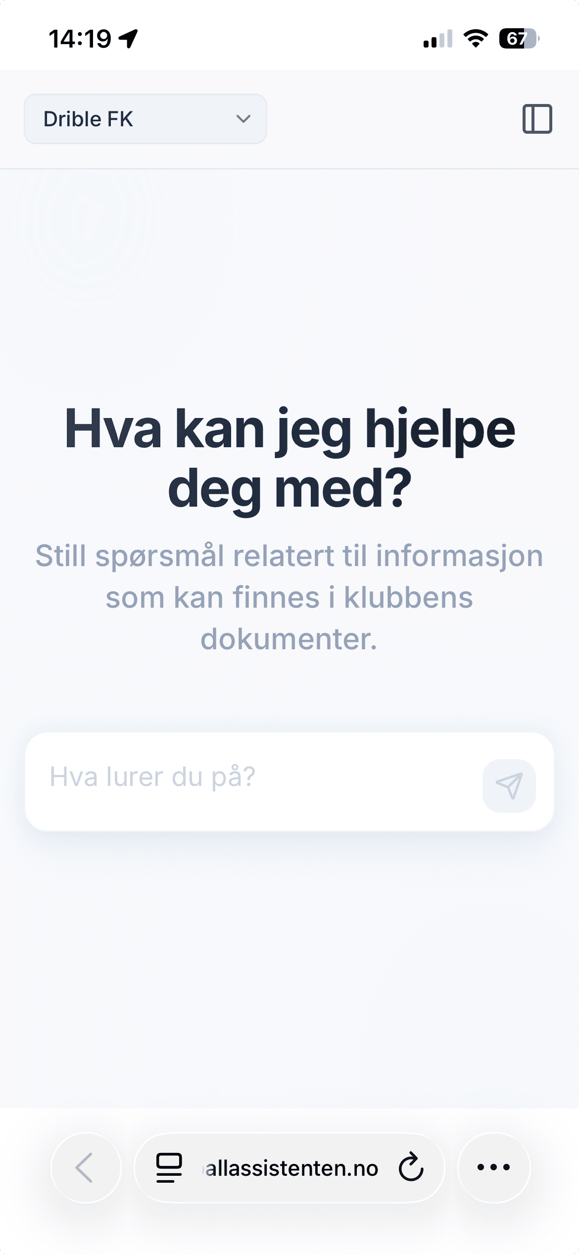 Fotballassistenten Svarassistenten Mobil Chat Skjermbilde